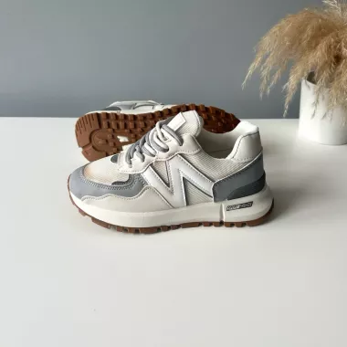 Adidasi dama casual albi cu gri 2532 N7-2